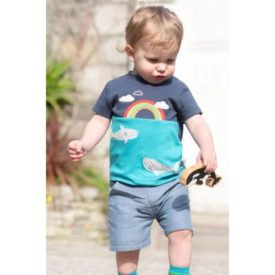 Top - Frugi - Penryn - Short sleeves - Rainbow Whales